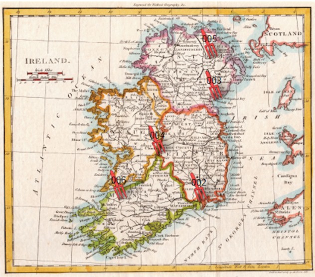 Image of Walker 1795 map of Ireland.