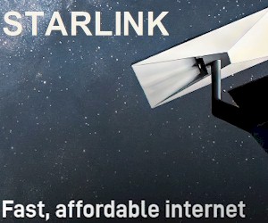 Image of light weight Starlink standard antenna which can provide high speed internet, anywhere on the planet.